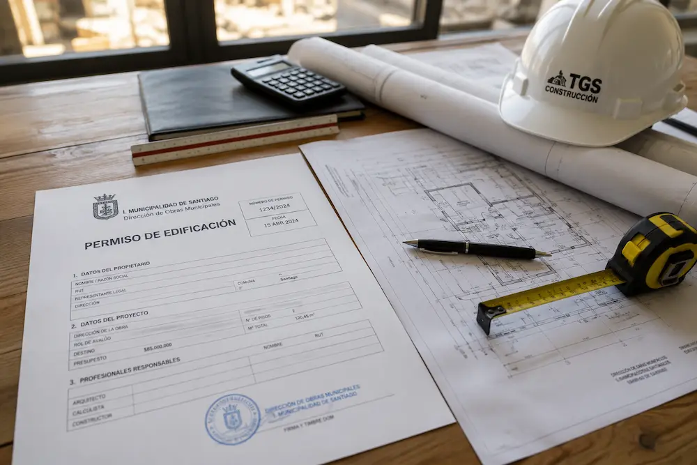 Documento de permiso municipal y planos de arquitectura — TGS Construcción