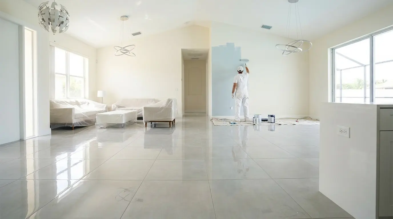Renovación de living: pintura y cerámica nueva — TGS Construcción